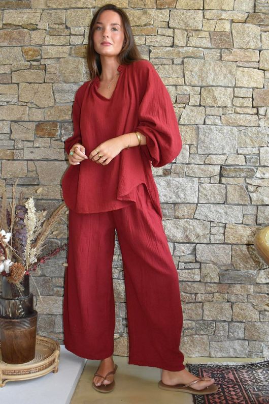 Santos Cushion Cotton Quirky Pant Sangria